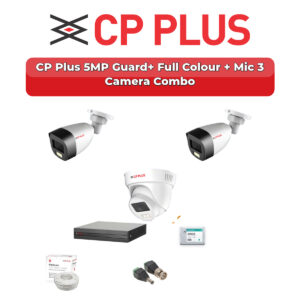CP Plus 3 Camera 5MP HD CCTV Combo Kit | Guard+ Full Colour + Mic | 4CH XVR / DVR | 500GB HDD