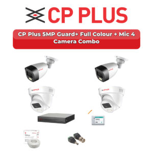 CP Plus 4 Camera 5MP HD CCTV Combo Kit | Guard+ Full Colour + Mic | 4CH XVR / DVR | 500GB HDD