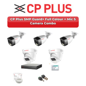CP Plus 5 Camera 5MP HD CCTV Combo Kit | Guard+ Full Colour + Mic | 8CH XVR / DVR | 500GB HDD