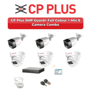 CP Plus 6 Camera 5MP HD CCTV Combo Kit | Guard+ Full Colour + Mic | 8CH XVR / DVR | 500GB HDD