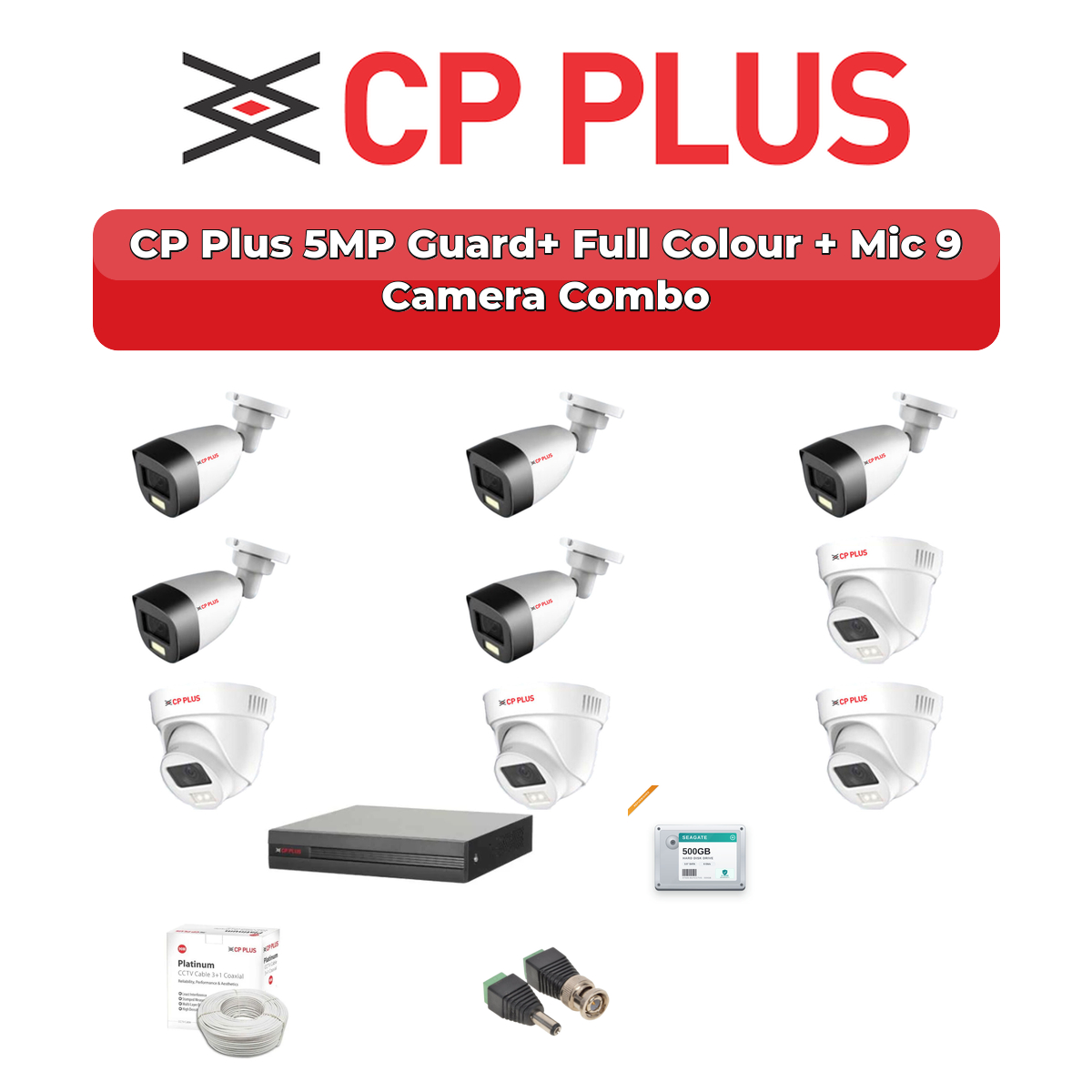 CP Plus 9 Camera 5MP HD CCTV Combo Kit | Guard+ Full Colour + Mic | 16CH XVR / DVR | 2TB HDD 1 CP Plus 9 Camera 5MP HD CCTV Combo Kit | Guard+ Full Colour + Mic | 16CH XVR / DVR | 2TB HDD