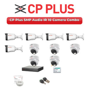 CP Plus 10 Camera 5MP HD CCTV Combo Kit | Audio IR | 16CH XVR / DVR | 2TB HDD