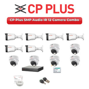 CP Plus 12 Camera 5MP HD CCTV Combo Kit | Audio IR | 16CH XVR / DVR | 2TB HDD