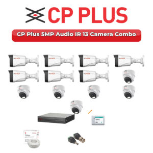 CP Plus 13 Camera 5MP HD CCTV Combo Kit | Audio IR | 16CH XVR / DVR | 4TB HDD