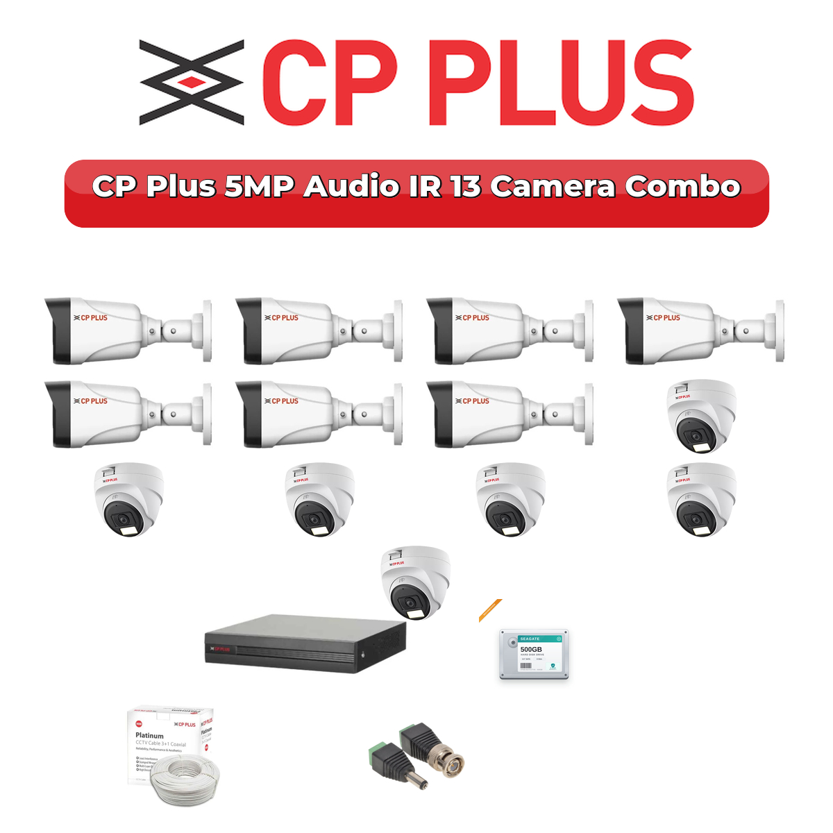 CP Plus 13 Camera 5MP HD CCTV Combo Kit | Audio IR | 16CH XVR / DVR | 4TB HDD 1 CP Plus 13 Camera 5MP HD CCTV Combo Kit | Audio IR | 16CH XVR / DVR | 4TB HDD