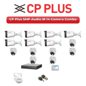 CP Plus 14 Camera 5MP HD CCTV Combo Kit | Audio IR | 16CH XVR / DVR | 4TB HDD