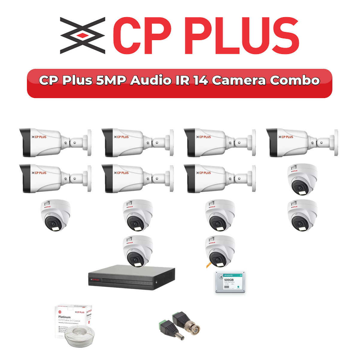 CP Plus 14 Camera 5MP HD CCTV Combo Kit | Audio IR | 16CH XVR / DVR | 4TB HDD 1 CP Plus 14 Camera 5MP HD CCTV Combo Kit | Audio IR | 16CH XVR / DVR | 4TB HDD