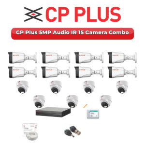 CP Plus 15 Camera 5MP HD CCTV Combo Kit | Audio IR | 16CH XVR / DVR | 4TB HDD