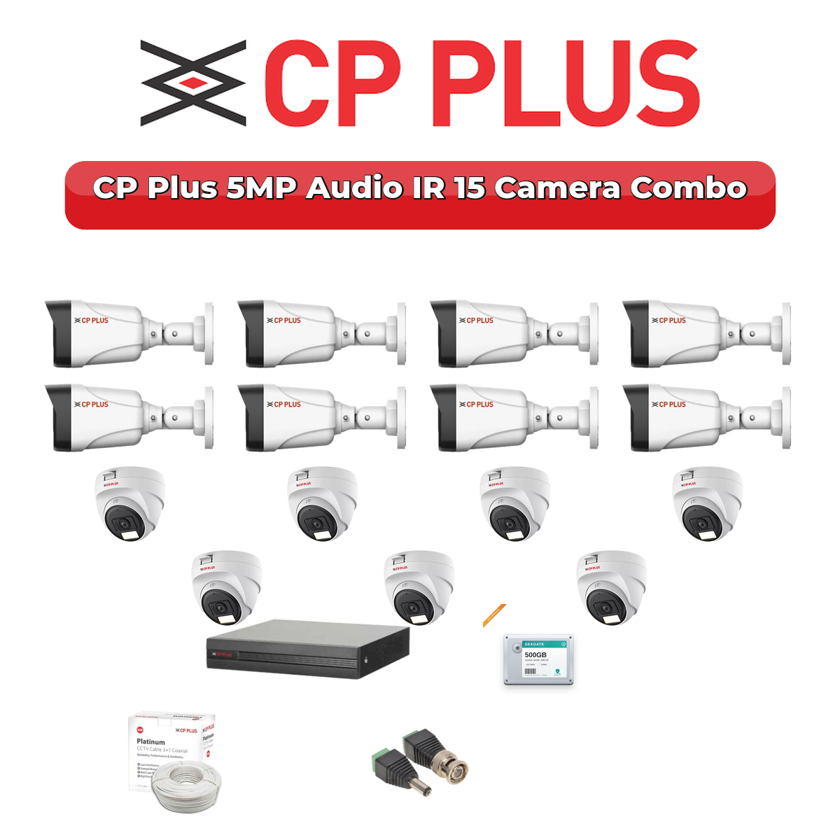 CP Plus 15 Camera 5MP HD CCTV Combo Kit | Audio IR | 16CH XVR / DVR | 4TB HDD 1 CP Plus 15 Camera 5MP HD CCTV Combo Kit | Audio IR | 16CH XVR / DVR | 4TB HDD