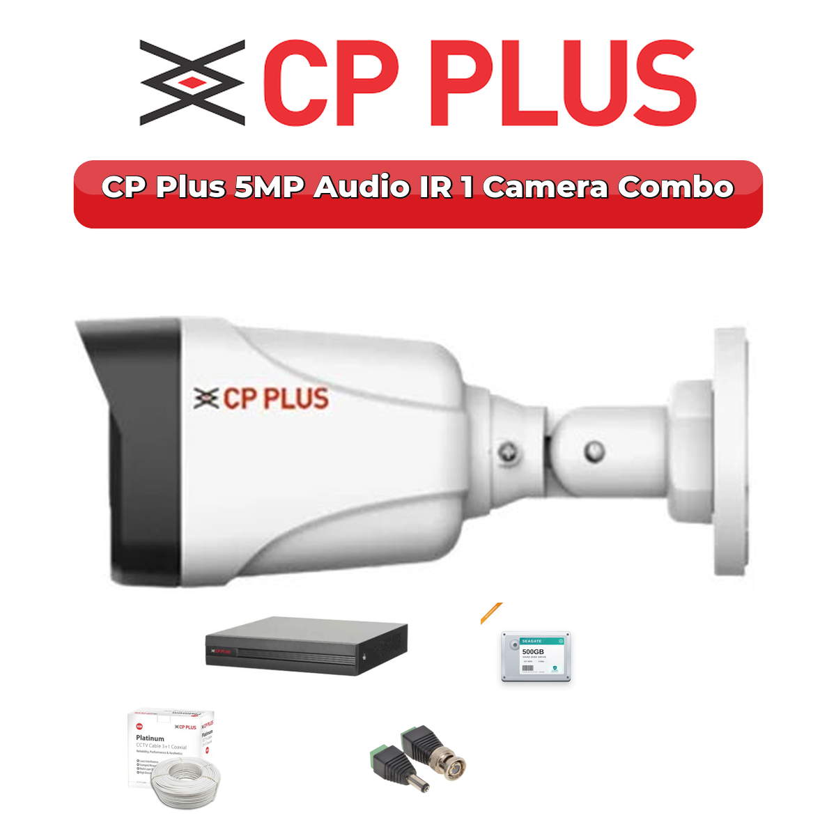 CP Plus 1 Camera 5MP HD CCTV Combo Kit | Audio IR | 4CH XVR / DVR | 500GB HDD 1 CP Plus 1 Camera 5MP HD CCTV Combo Kit | Audio IR | 4CH XVR / DVR | 500GB HDD
