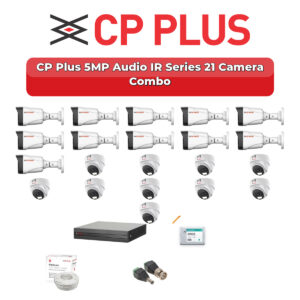 CP Plus 21 Camera 5MP HD CCTV Combo Kit | Audio IR | 32CH XVR / DVR | 2×4TB HDD