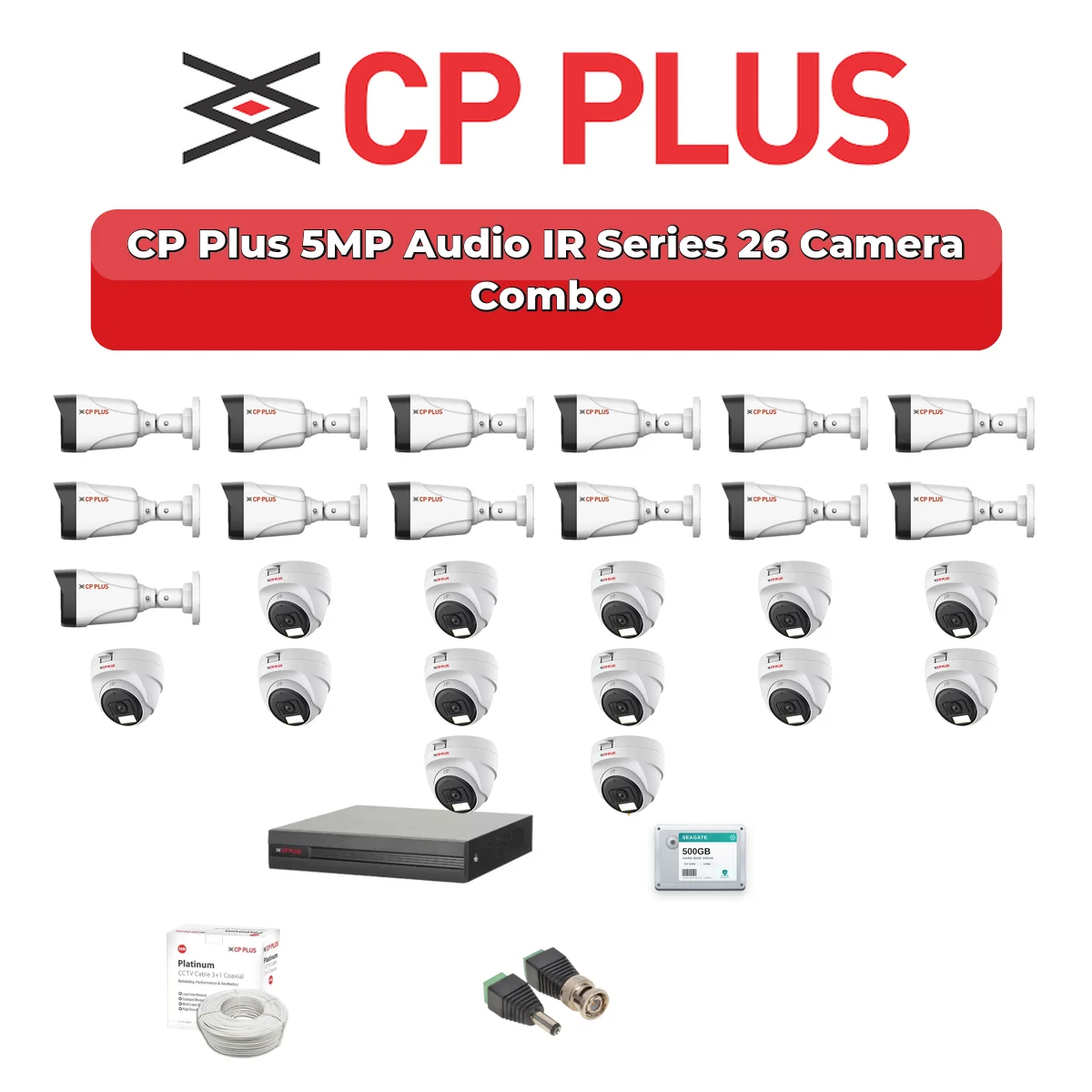CP Plus 26 Camera 5MP HD CCTV Combo Kit | Audio IR | 32CH XVR / DVR | 1ร4TB + 1ร6TB HDD 1 CP Plus 26 Camera 5MP HD CCTV Combo Kit | Audio IR | 32CH XVR / DVR | 1ร4TB + 1ร6TB HDD