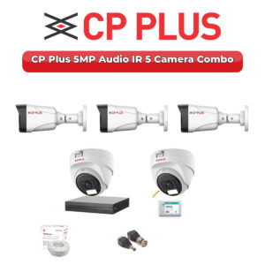 CP Plus 5 Camera 5MP HD CCTV Combo Kit | Audio IR | 8CH XVR / DVR | 500GB HDD