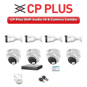 CP Plus 8 Camera 5MP HD CCTV Combo Kit | Audio IR | 8CH XVR / DVR | 1TB HDD