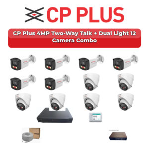 CP Plus 12 Camera 4MP IP CCTV Combo Kit | Two-Way Talk + Dual Light | 16CH NVR | 2TB HDD