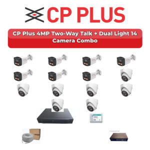 CP Plus 14 Camera 4MP IP CCTV Combo Kit | Two-Way Talk + Dual Light | 16CH NVR | 4TB HDD
