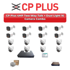 CP Plus 16 Camera 4MP IP CCTV Combo Kit | Two-Way Talk + Dual Light | 16CH NVR | 4TB HDD