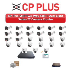 CP Plus 27 Camera 4MP IP CCTV Combo Kit | Two-Way Talk + Dual Light | 32CH NVR | 1×4TB + 1×6TB HDD