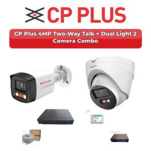 CP Plus 2 Camera 4MP IP CCTV Combo Kit | Two-Way Talk + Dual Light | 4CH NVR | 500GB HDD