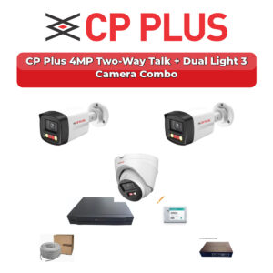 CP Plus 3 Camera 4MP IP CCTV Combo Kit | Two-Way Talk + Dual Light | 4CH NVR | 500GB HDD