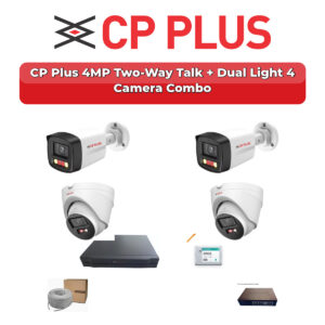 CP Plus 4 Camera 4MP IP CCTV Combo Kit | Two-Way Talk + Dual Light | 4CH NVR | 500GB HDD