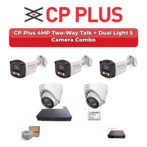 CP Plus 5 Camera 4MP IP CCTV Combo Kit | Two-Way Talk + Dual Light | 8CH NVR | 500GB HDD