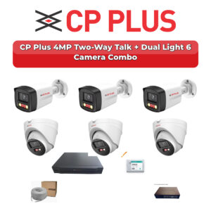 CP Plus 6 Camera 4MP IP CCTV Combo Kit | Two-Way Talk + Dual Light | 8CH NVR | 500GB HDD