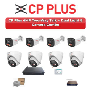 CP Plus 8 Camera 4MP IP CCTV Combo Kit | Two-Way Talk + Dual Light | 8CH NVR | 1TB HDD