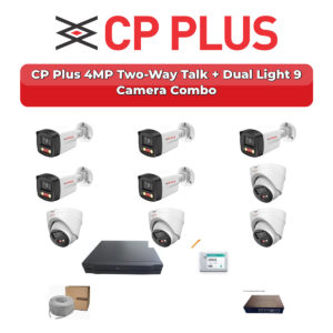 CP Plus 9 Camera 4MP IP CCTV Combo Kit | Two-Way Talk + Dual Light | 16CH NVR | 2TB HDD