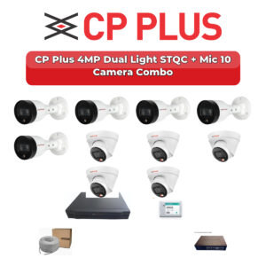 CP Plus 10 Camera 4MP IP CCTV Combo Kit | Dual Light STQC + Mic | 16CH NVR | 2TB HDD