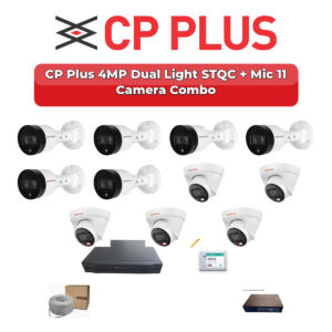CP Plus 11 Camera 4MP IP CCTV Combo Kit | Dual Light STQC + Mic | 16CH NVR | 2TB HDD