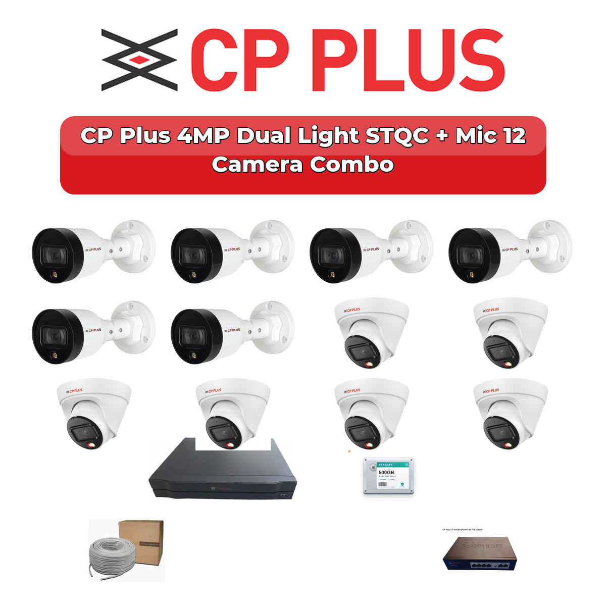 CP Plus 12 Camera 4MP IP CCTV Combo Kit | Dual Light STQC + Mic | 16CH NVR | 2TB HDD 1 CP Plus 12 Camera 4MP IP CCTV Combo Kit | Dual Light STQC + Mic | 16CH NVR | 2TB HDD