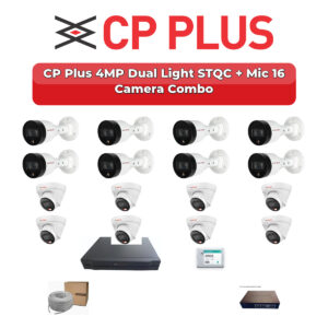 CP Plus 16 Camera 4MP IP CCTV Combo Kit | Dual Light STQC + Mic | 16CH NVR | 4TB HDD