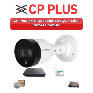 CP Plus 1 Camera 4MP IP CCTV Combo Kit | Dual Light STQC + Mic | 4CH NVR | 500GB HDD