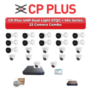 CP Plus 22 Camera 4MP IP CCTV Combo Kit | Dual Light STQC + Mic | 32CH NVR | 2×4TB HDD
