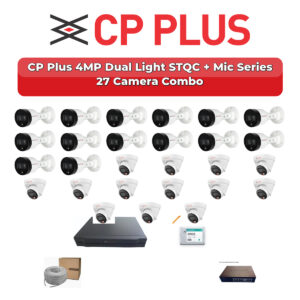 CP Plus 27 Camera 4MP IP CCTV Combo Kit | Dual Light STQC + Mic | 32CH NVR | 1×4TB + 1×6TB HDD