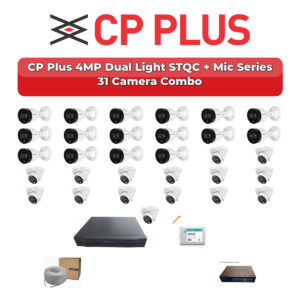 CP Plus 31 Camera 4MP IP CCTV Combo Kit | Dual Light STQC + Mic | 32CH NVR | 2×6TB HDD