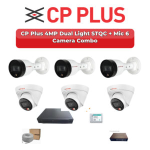 CP Plus 6 Camera 4MP IP CCTV Combo Kit | Dual Light STQC + Mic | 8CH NVR | 500GB HDD