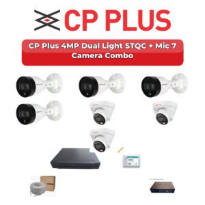 CP Plus 7 Camera 4MP IP CCTV Combo Kit | Dual Light STQC + Mic | 8CH NVR | 1TB HDD