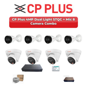 CP Plus 8 Camera 4MP IP CCTV Combo Kit | Dual Light STQC + Mic | 8CH NVR | 1TB HDD