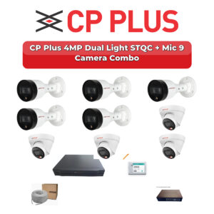 CP Plus 9 Camera 4MP IP CCTV Combo Kit | Dual Light STQC + Mic | 16CH NVR | 2TB HDD