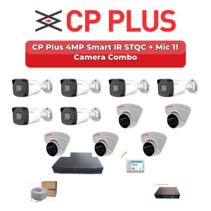CP Plus 11 Camera 4MP IP CCTV Combo Kit | Smart IR STQC + Mic | 16CH NVR | 2TB HDD