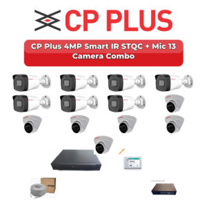 CP Plus 13 Camera 4MP IP CCTV Combo Kit | Smart IR STQC + Mic | 16CH NVR | 4TB HDD