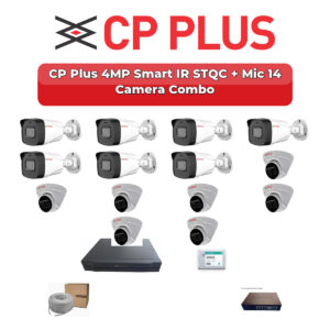CP Plus 14 Camera 4MP IP CCTV Combo Kit | Smart IR STQC + Mic | 16CH NVR | 4TB HDD