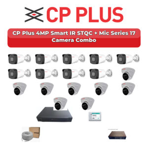 CP Plus 17 Camera 4MP IP CCTV Combo Kit | Smart IR STQC + Mic | 32CH NVR | 1×4TB + 1×2TB HDD