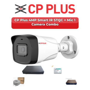 CP Plus 1 Camera 4MP IP CCTV Combo Kit | Smart IR STQC + Mic | 4CH NVR | 500GB HDD