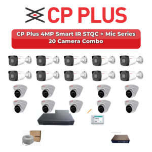 CP Plus 20 Camera 4MP IP CCTV Combo Kit | Smart IR STQC + Mic | 32CH NVR | 1×4TB + 1×2TB HDD