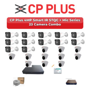 CP Plus 23 Camera 4MP IP CCTV Combo Kit | Smart IR STQC + Mic | 32CH NVR | 2×4TB HDD