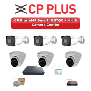 CP Plus 6 Camera 4MP IP CCTV Combo Kit | Smart IR STQC + Mic | 8CH NVR | 500GB HDD