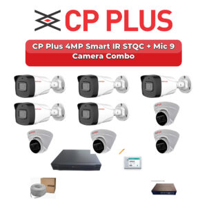 CP Plus 9 Camera 4MP IP CCTV Combo Kit | Smart IR STQC + Mic | 16CH NVR | 2TB HDD